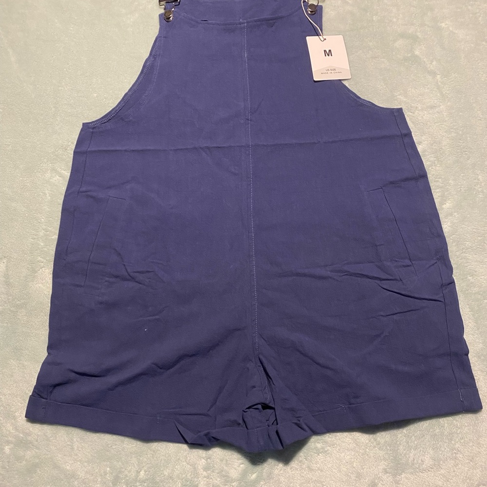 Women's Navy Blue Denim Overalls - Picture 4 of 7